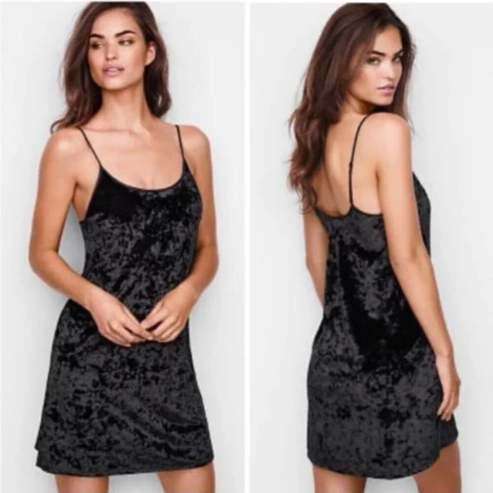 Victoria's Secret Black Velvet Slip Dress